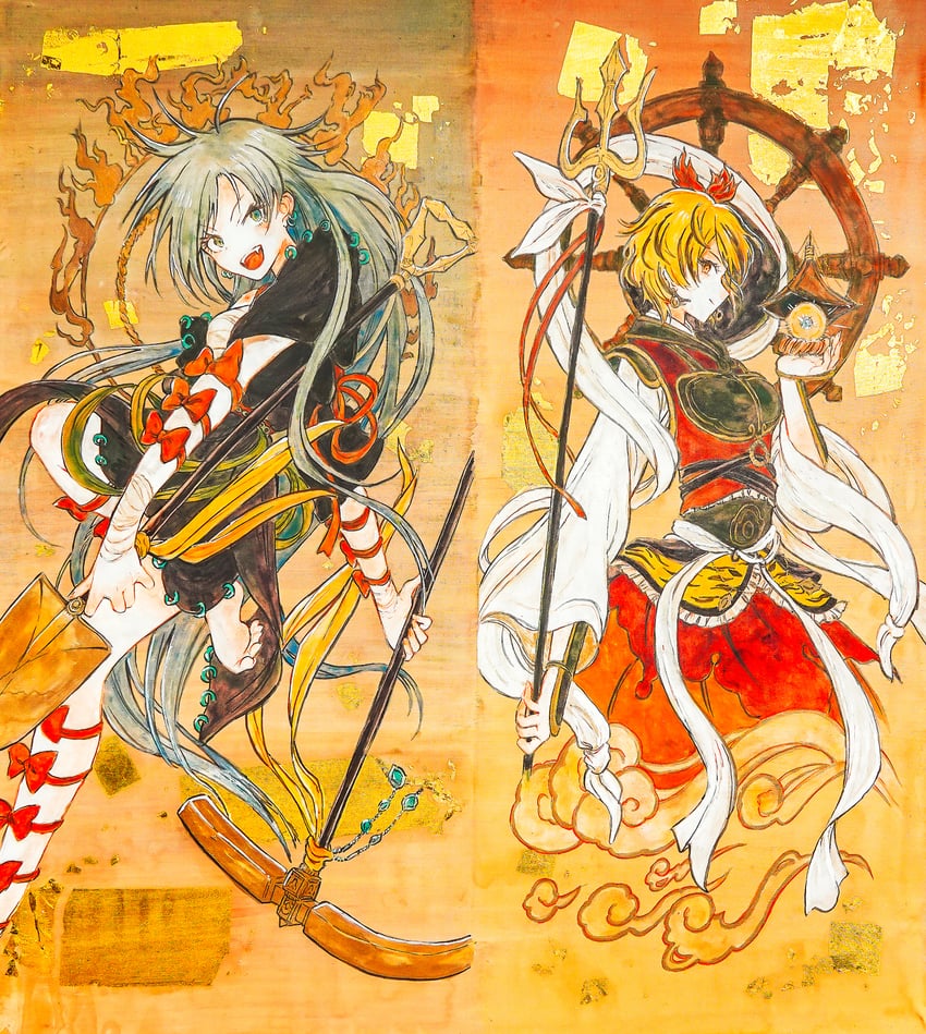 toramaru shou and himemushi momoyo (touhou and 1 more) drawn by hisona_(suaritesumi)