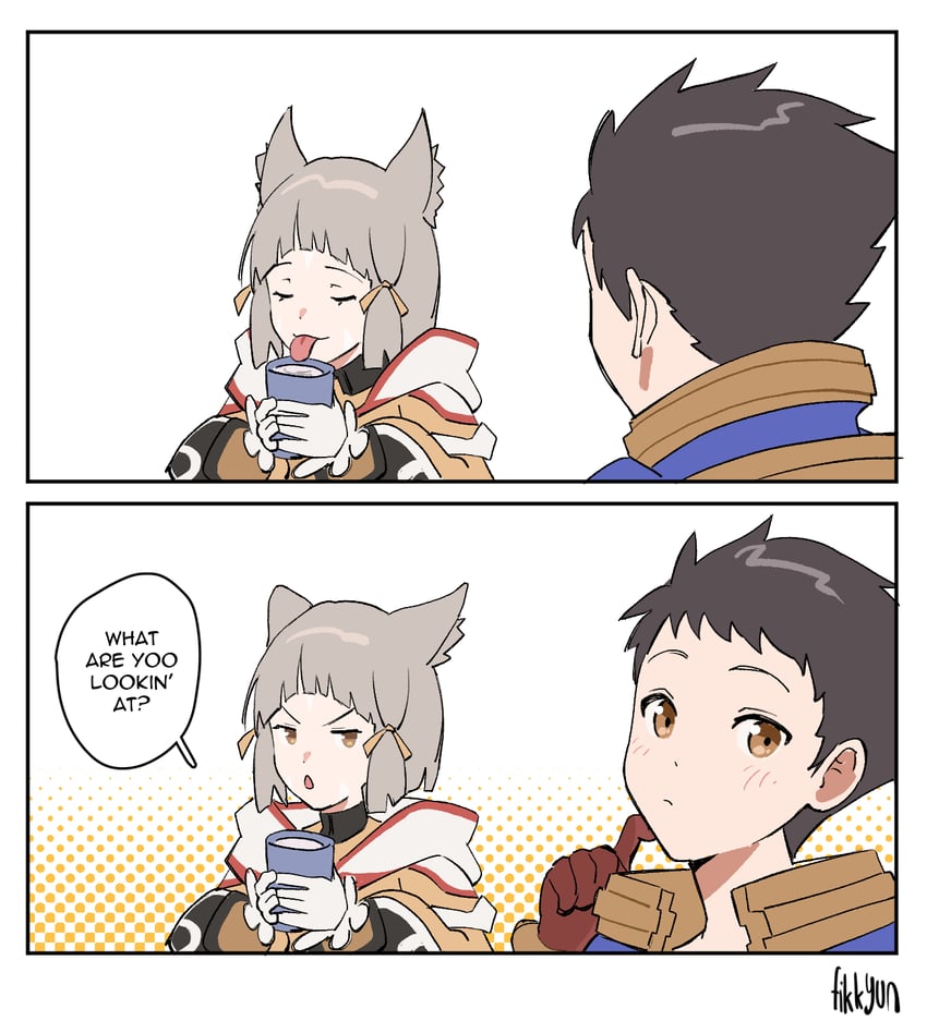 nia and rex (xenoblade chronicles and 1 more) drawn by fikkyun