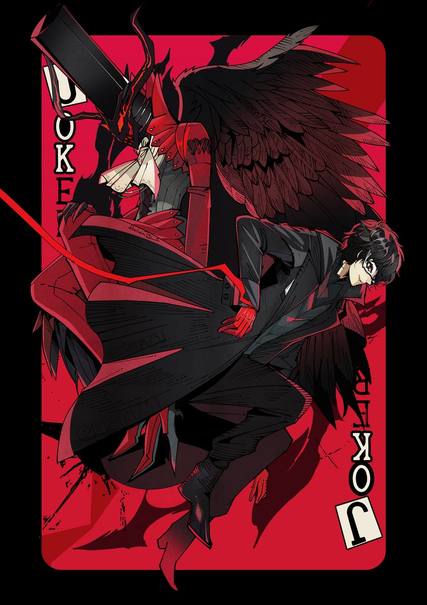 amamiya ren, joker, and arsene (persona and 1 more) drawn by herheim