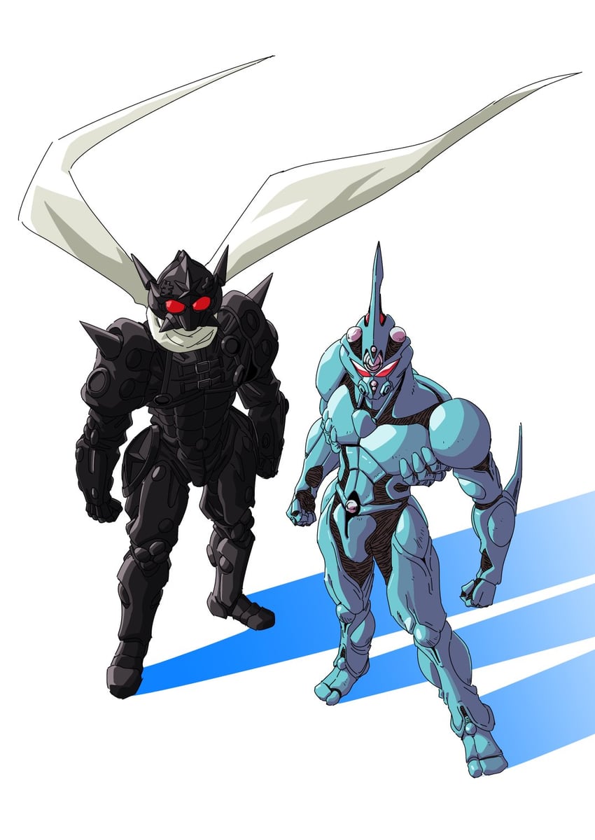 guyver i and hagakure kakugo (kyoushoku soukou guyver and 1 more) drawn by jinou_rakugaki