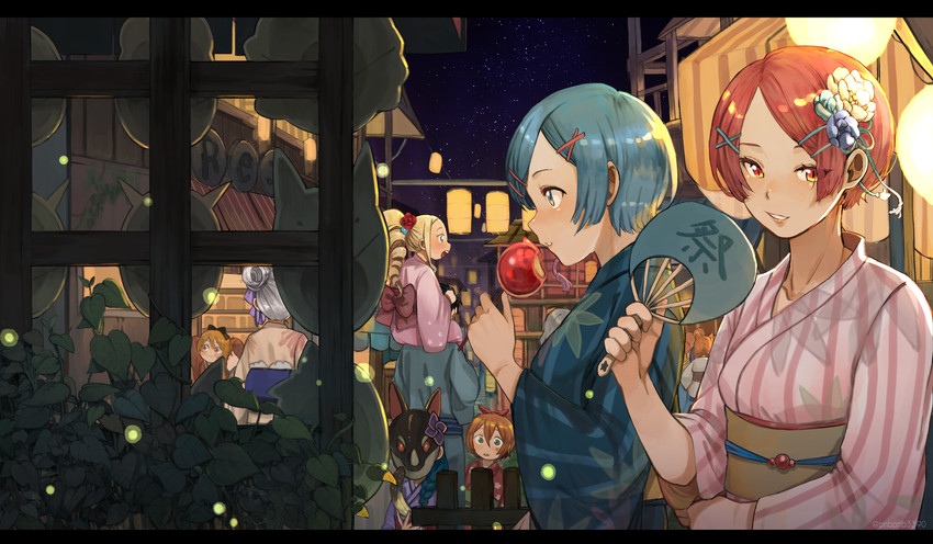 rem, emilia, ram, natsuki subaru, beatrice, and 3 more (re:zero kara hajimeru isekai seikatsu) drawn by bangsutur