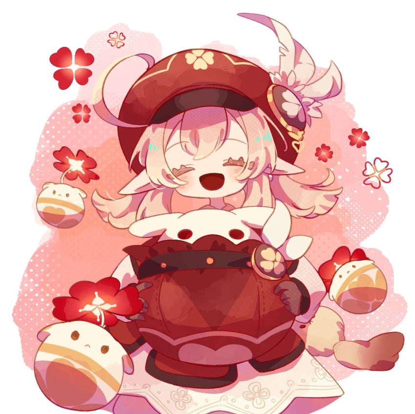 klee and jumpy dumpty (genshin impact) drawn by mugimochi_g