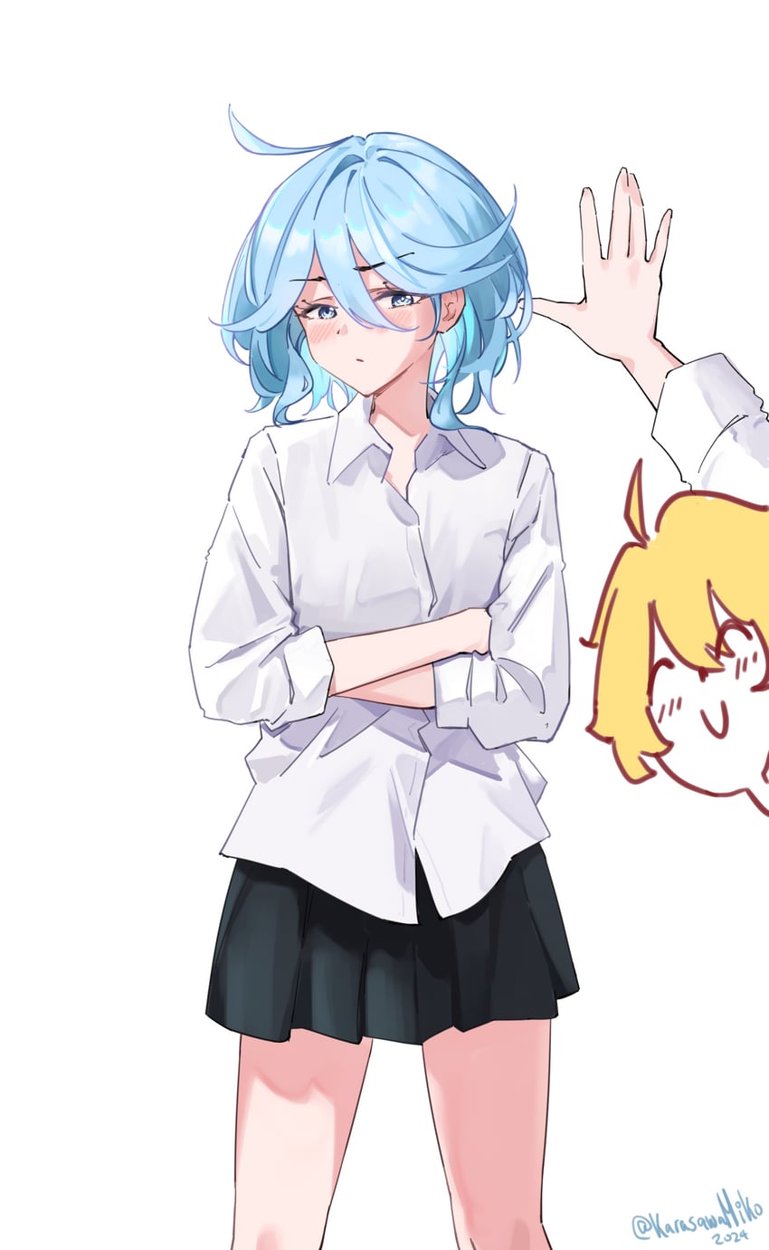 sensei, doodle sensei, aether, and furina (blue archive and 1 more) drawn by karasawa_miko