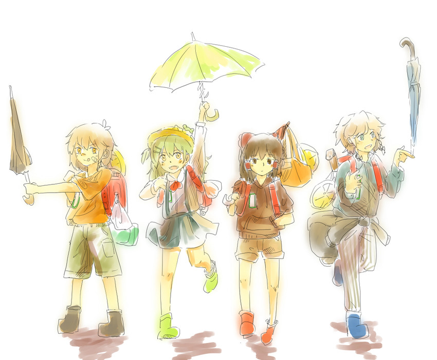 hakurei reimu, kirisame marisa, izayoi sakuya, and kochiya sanae (touhou) drawn by menbou_(nonnontako)