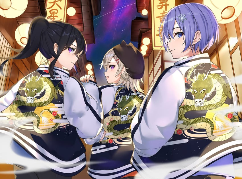 ichinose uruha, komori met, and shirayuki reid (vspo! and 1 more) drawn by ringozeri