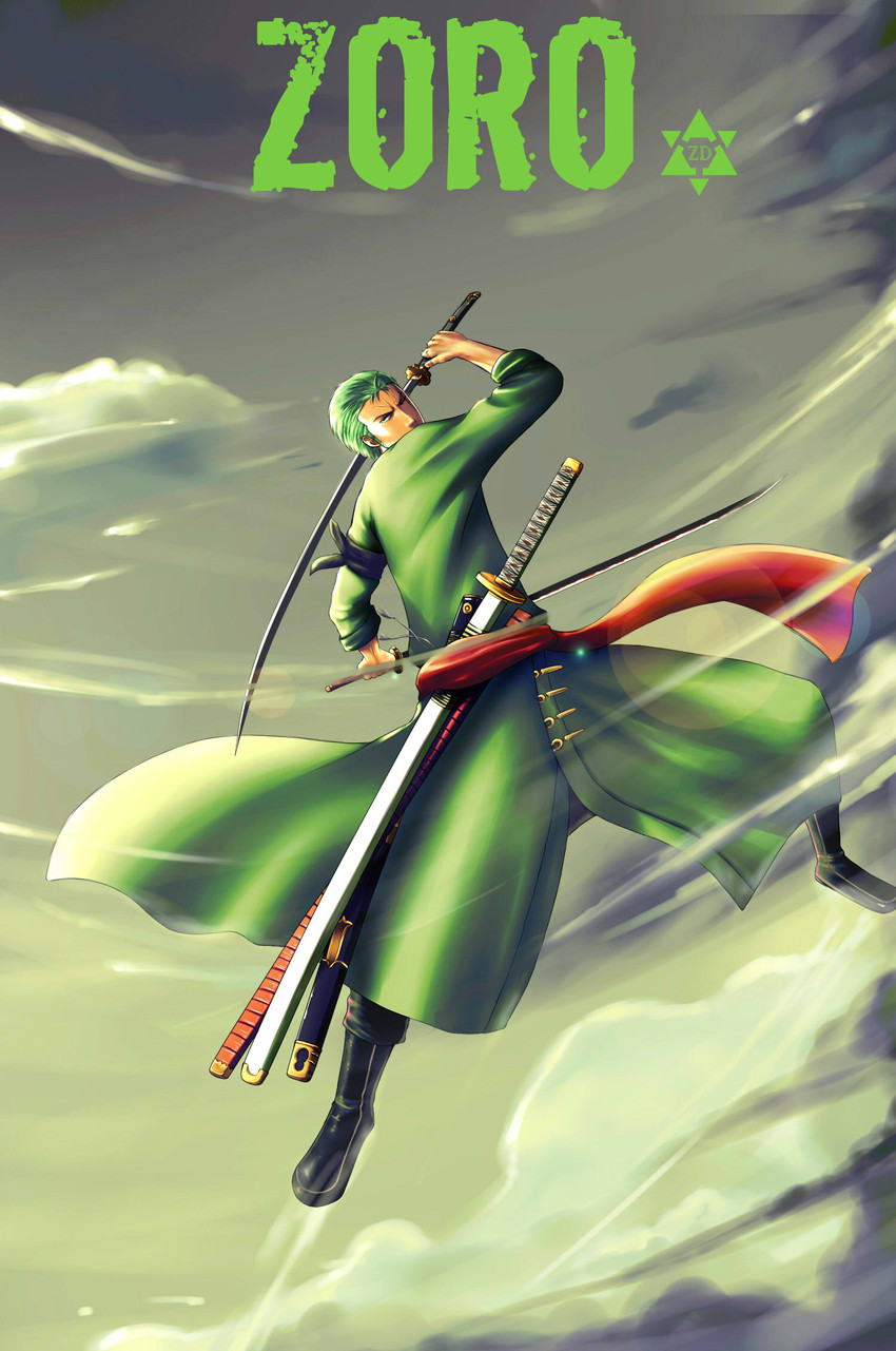 roronoa zoro (one piece) drawn by zhang_ding