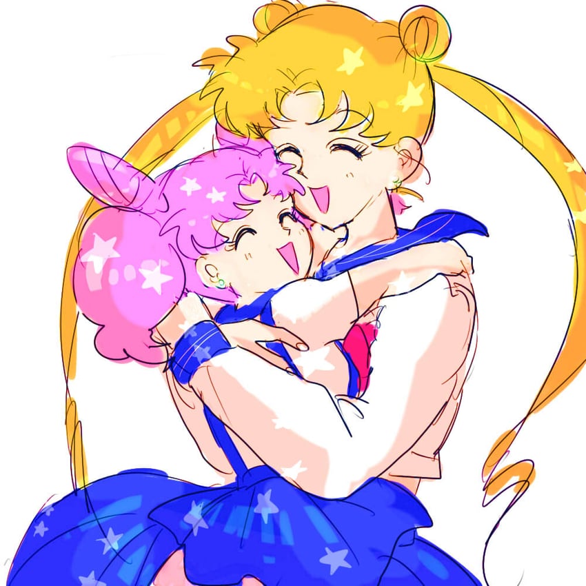 tsukino usagi and chibi usa (bishoujo senshi sailor moon) drawn by hoshiai_tora