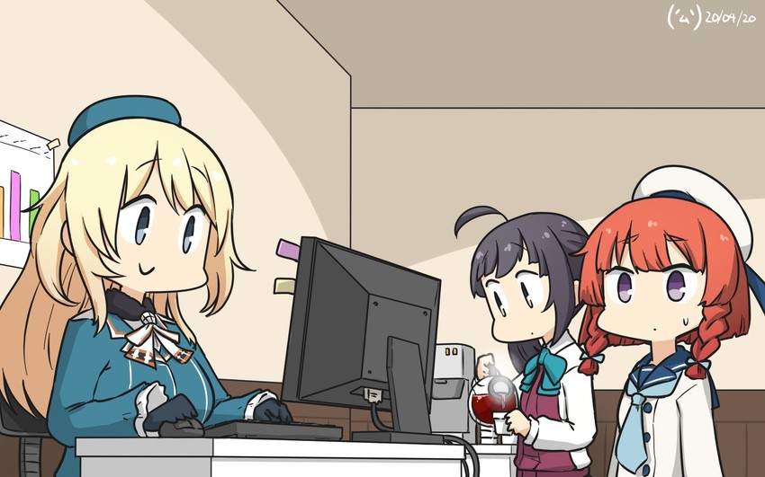 atago, etorofu, and hayanami (kantai collection) drawn by hamu_koutarou