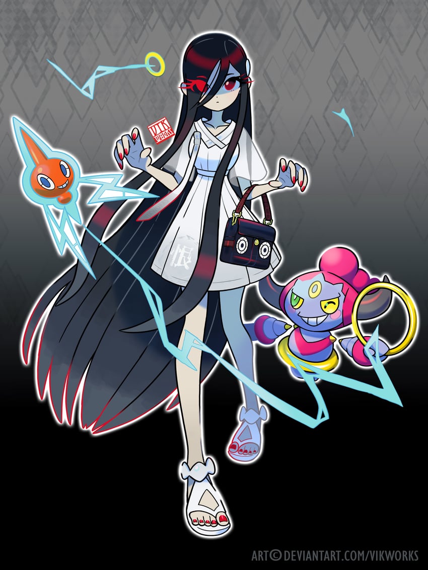 rotom, yamamura sadako, and hoopa (pokemon and 1 more) drawn by vikthor01