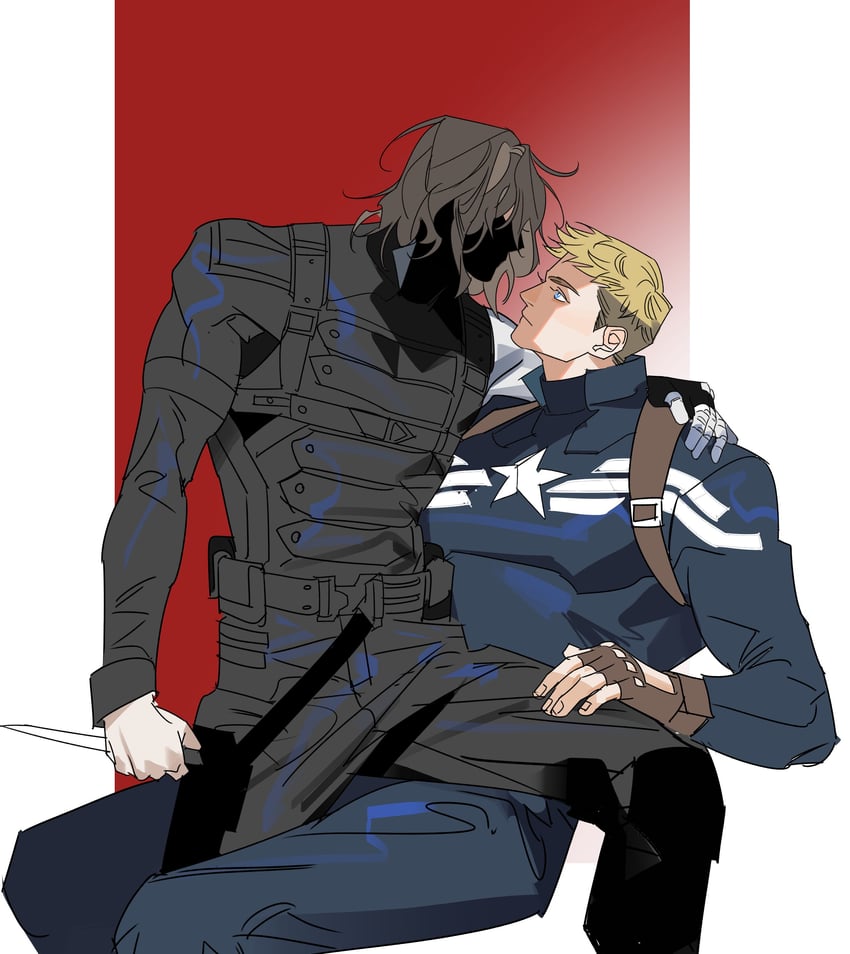 steve rogers, captain america, bucky barnes, and winter soldier (marvel and 3 more) drawn by karmaho