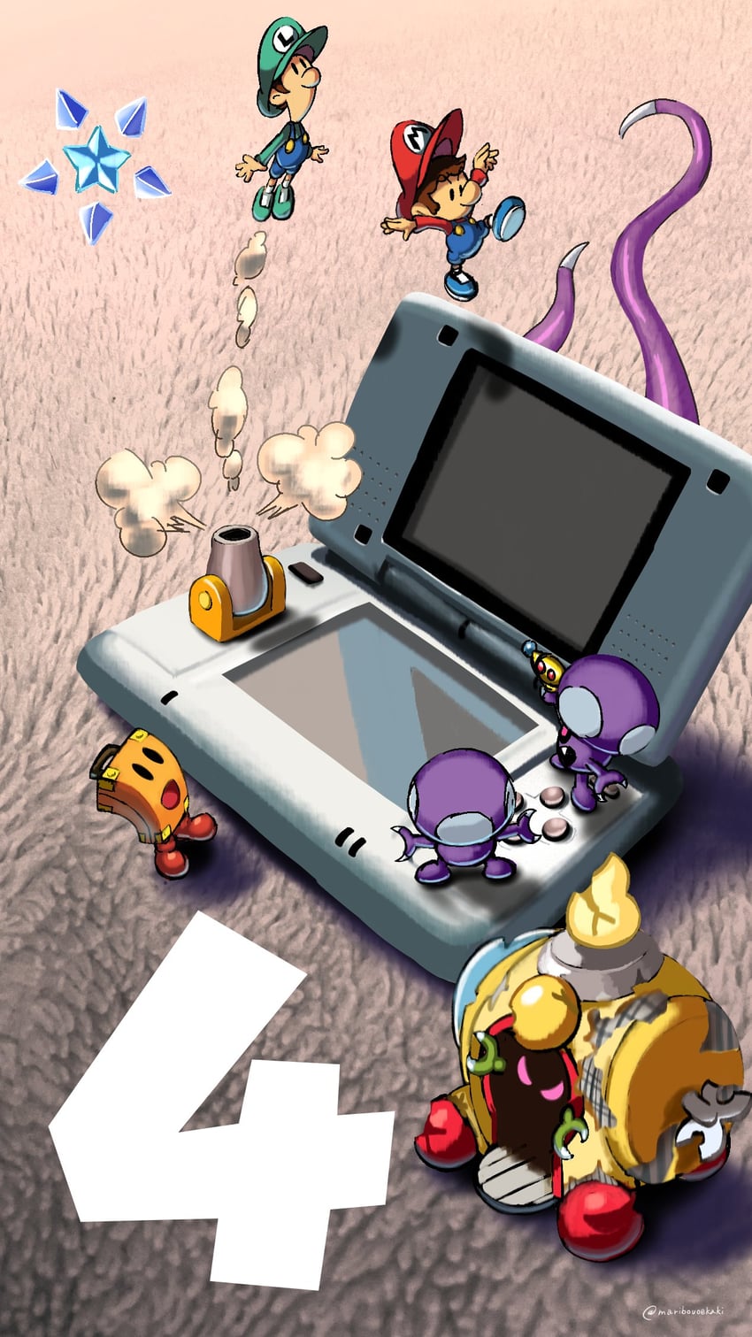 mario, luigi, baby mario, baby luigi, shroob, and 1 more (mario and 2 more) drawn by maribou_(supermaribou)