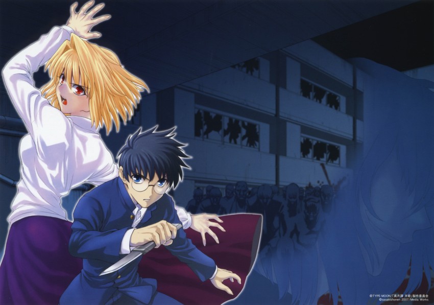 arcueid brunestud, tohno shiki, and michael roa valdamjong (tsukihime) drawn by sasaki_shounen