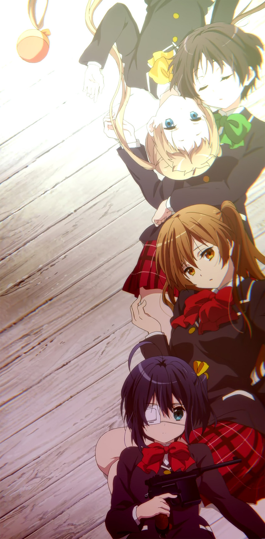 takanashi rikka, nibutani shinka, dekomori sanae, and tsuyuri kumin (chuunibyou demo koi ga shitai!)