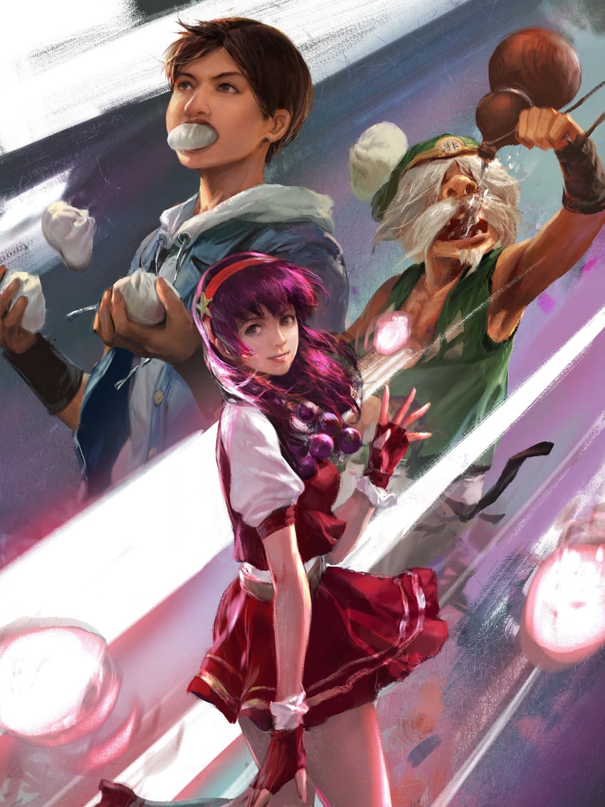 asamiya athena, sie kensou, and chin gentsai (the king of fighters and 2 more) drawn by mazert_young
