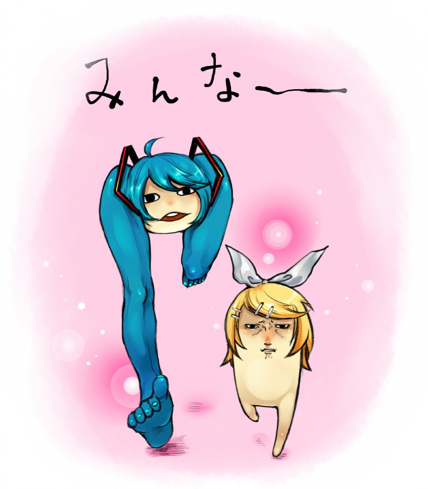 hatsune miku, kagamine rin, shiteyan'yo, and rin no youchuu (vocaloid and 1 more) drawn by syaofoo