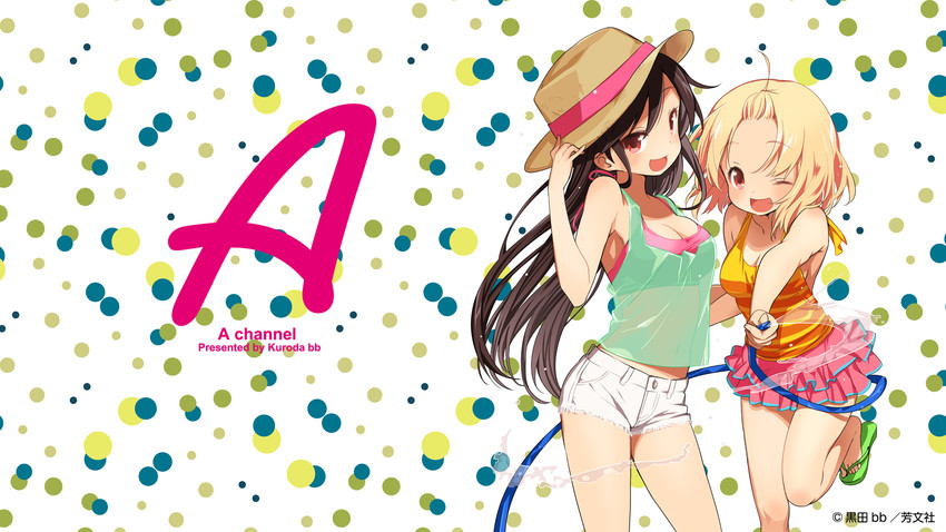 nishi yuuko and momoki run (a channel) drawn by kuroda_bb