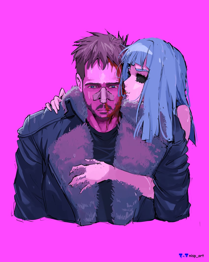 k, ryan gosling, and joi (blade runner and 1 more) drawn by nisp_art