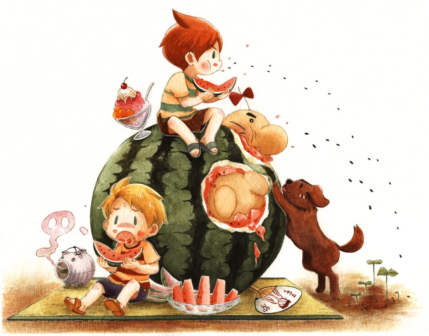 lucas, doseisan, claus, and boney (mother and 1 more) drawn by ichiyo_(ichiyon)