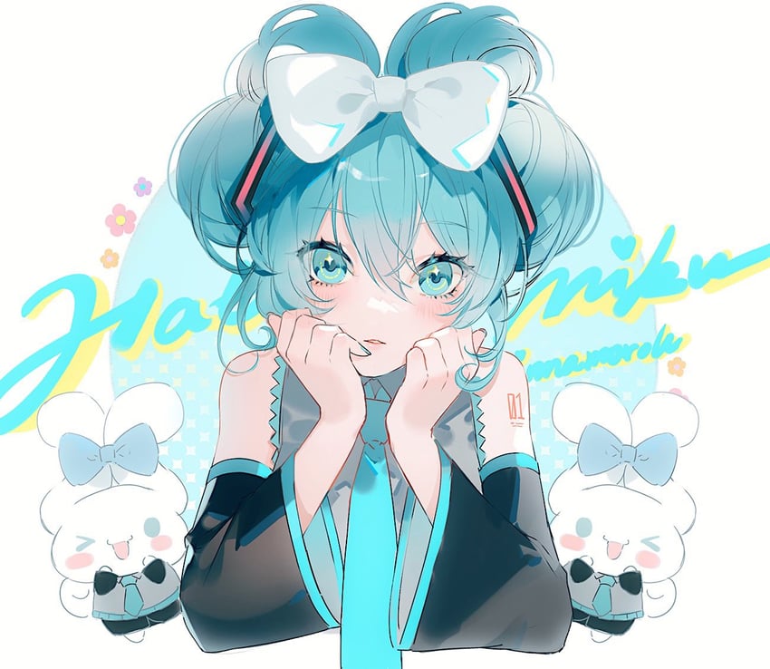 hatsune miku, cinnamoroll, and cinnamiku (vocaloid and 2 more) drawn by zhanzhan_lan
