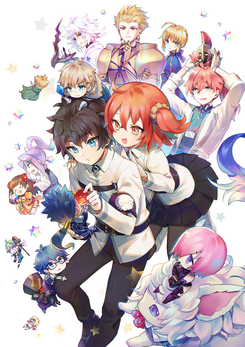 artoria pendragon, saber, mash kyrielight, fujimaru ritsuka, gilgamesh, and 14 more (fate and 2 more) drawn by nemusuke
