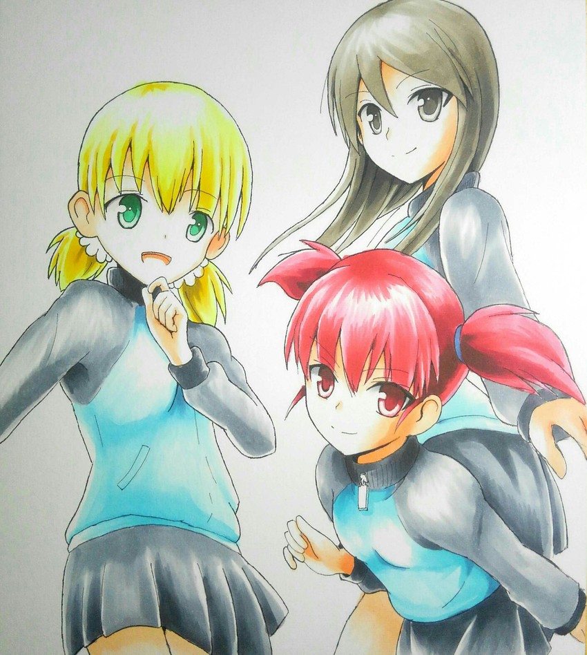 mika, aki, and mikko (girls und panzer) drawn by mayu_p