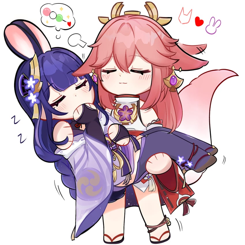 raiden shogun and yae miko (genshin impact) drawn by kuma_yum24
