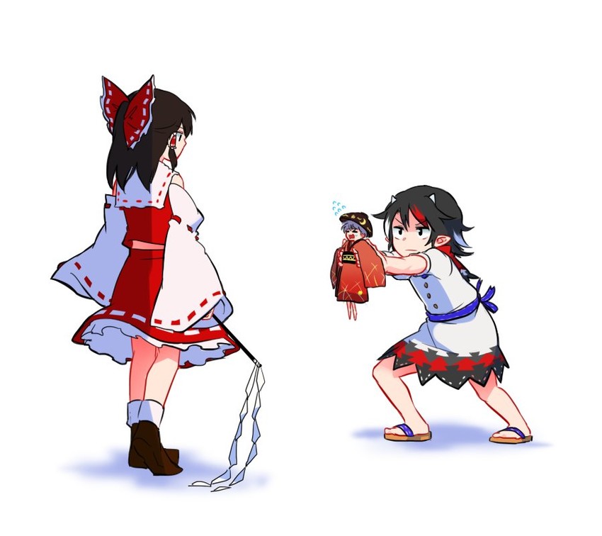 hakurei reimu, kijin seija, and sukuna shinmyoumaru (touhou) drawn by shikushiku_(amamori_weekly)