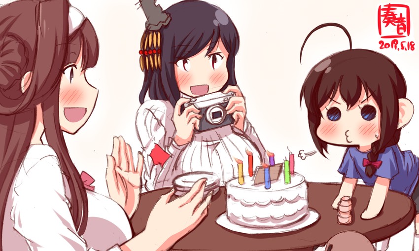 shigure, kongou, and yamashiro (kantai collection) drawn by kanon_(kurogane_knights)