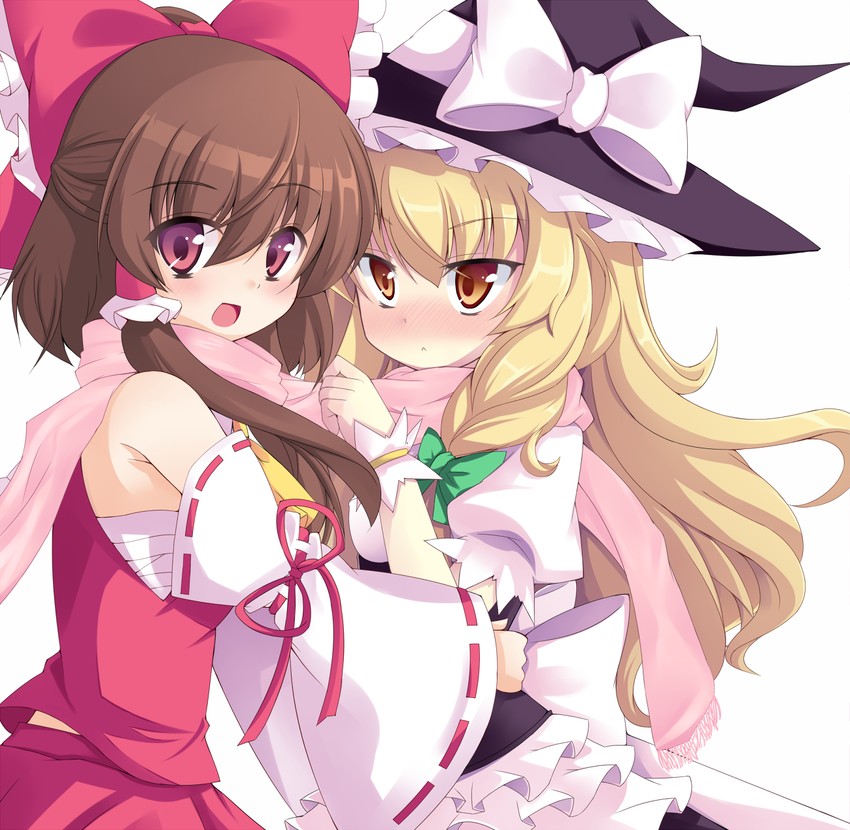 hakurei reimu and kirisame marisa (touhou and 1 more) drawn by kazami_chiu