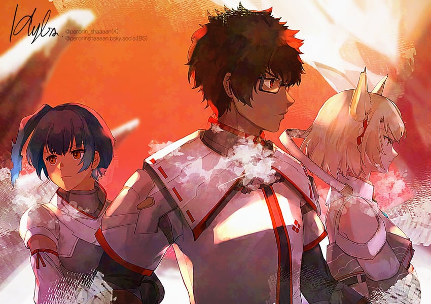 mio, sena, and taion (xenoblade chronicles and 1 more) drawn by perorin_shaaaan