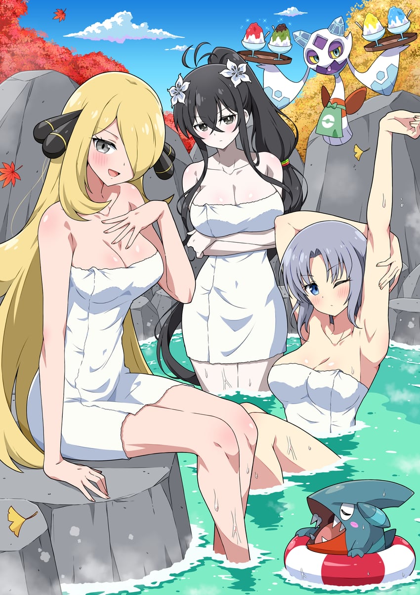 cynthia, yumi, froslass, gible, and fubuki (pokemon and 3 more) drawn by eggman_(ni_tamagoex)