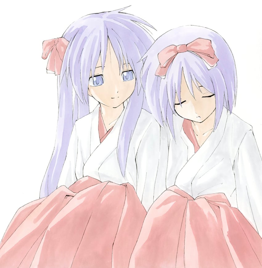 hiiragi kagami and hiiragi tsukasa (lucky star) drawn by iro_59