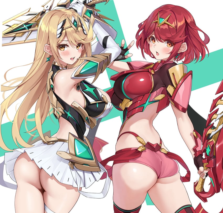 pyra and mythra (xenoblade chronicles and 1 more) drawn by matrix16