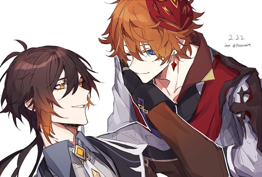 zhongli and tartaglia (genshin impact) drawn by piscesver24