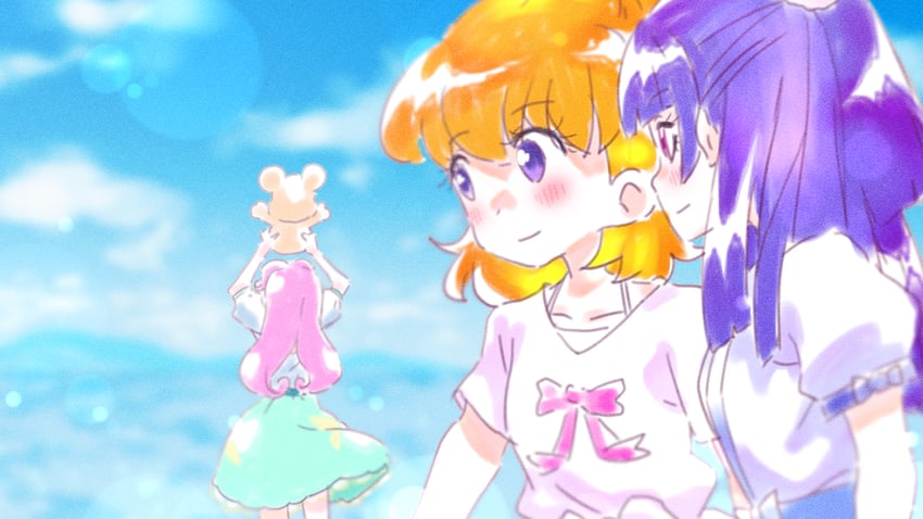 asahina mirai, izayoi liko, hanami kotoha, and mofurun (precure and 1 more) drawn by polyushitako