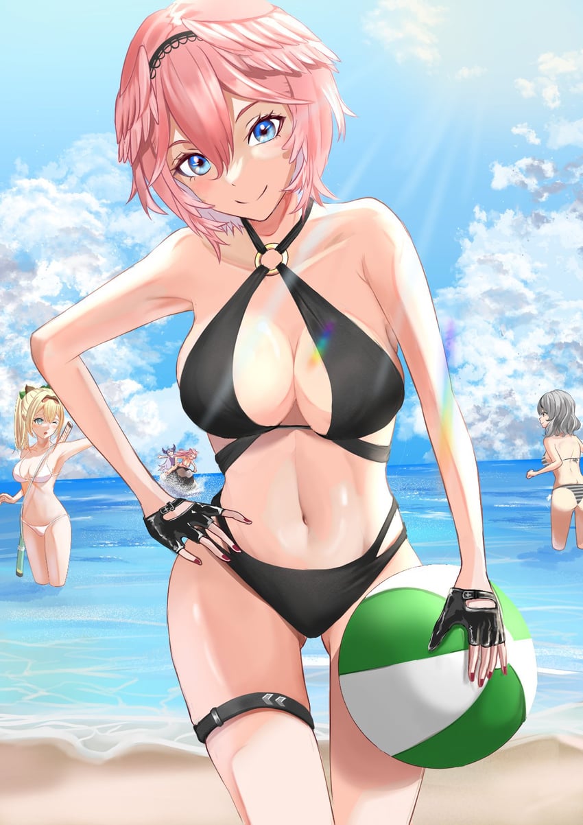 sakamata chloe, la+ darknesss, hakui koyori, kazama iroha, and takane lui (hololive) drawn by akashiki_(artist)