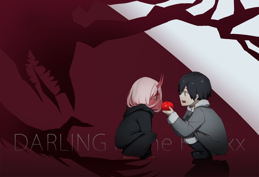 zero two and hiro (darling in the franxx) drawn by chenaze57