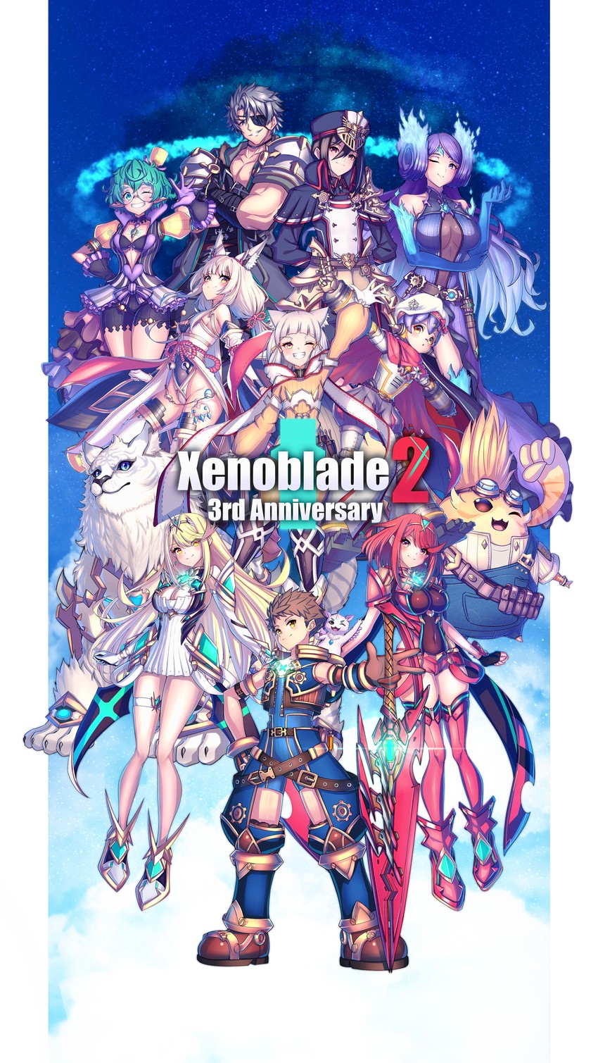 pyra, mythra, rex, nia, morag ladair, and 8 more (xenoblade chronicles and 1 more) drawn by hakusai_(hksicabb)
