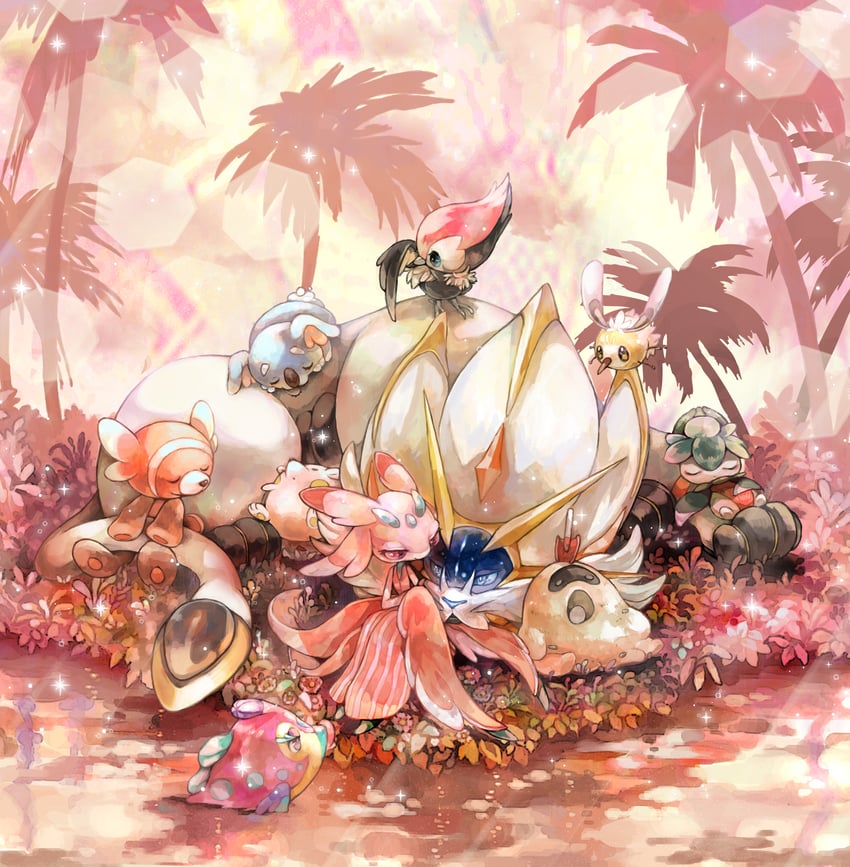 cutiefly, lurantis, togedemaru, solgaleo, pikipek, and 4 more (pokemon) drawn by mokunami