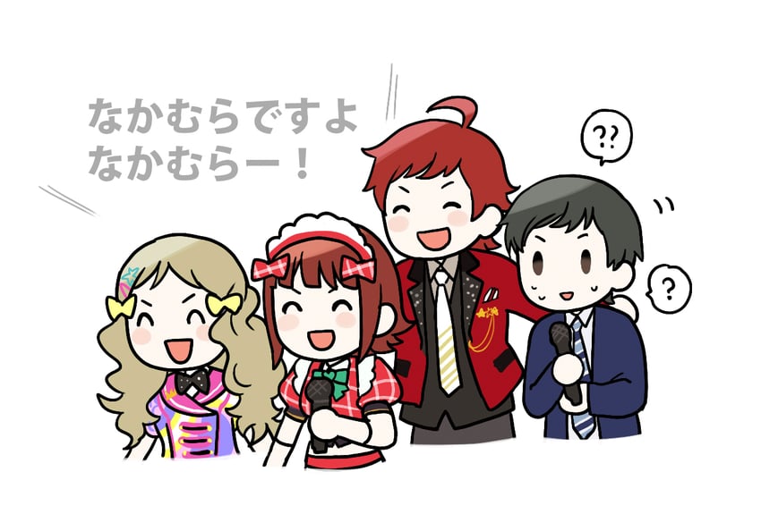 producer, amami haruka, handa roco, and tendo teru (idolmaster and 2 more) drawn by agohimo