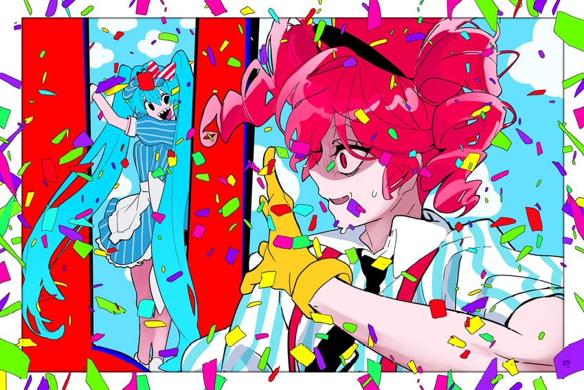 hatsune miku and kasane teto (vocaloid and 2 more) drawn by x_y1h