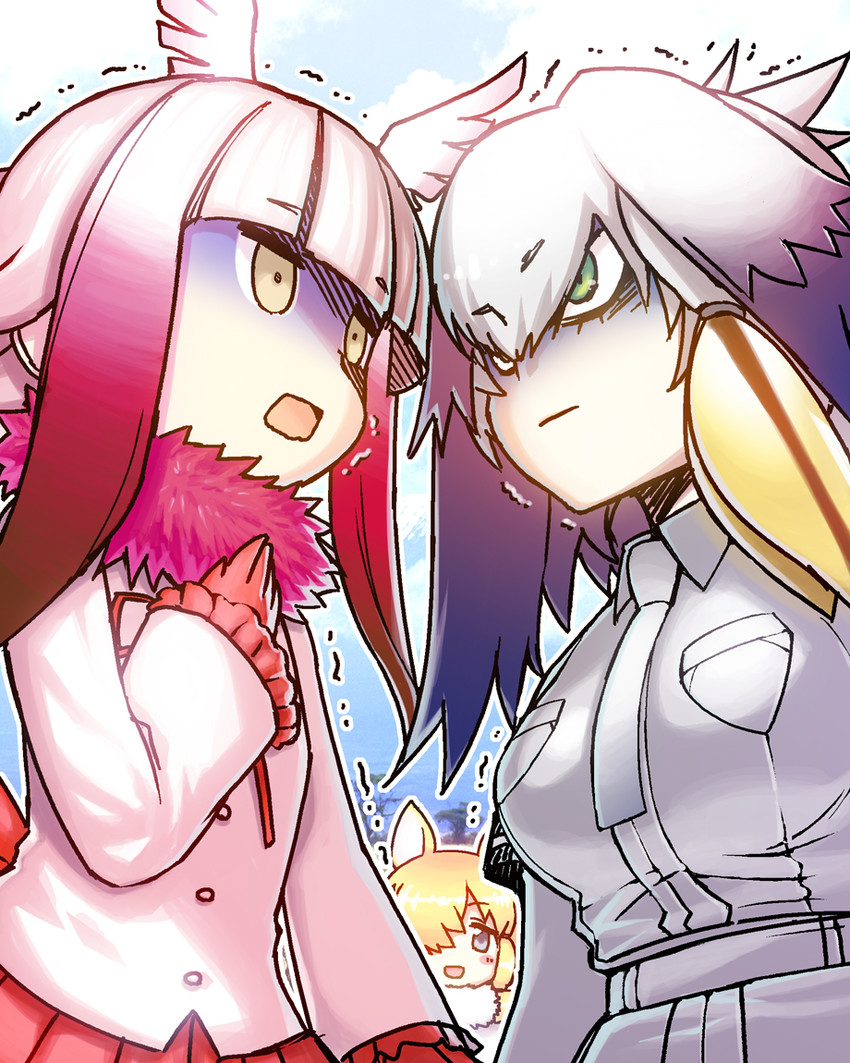 shoebill, japanese crested ibis, and alpaca suri (kemono friends) drawn by hitotose_rin