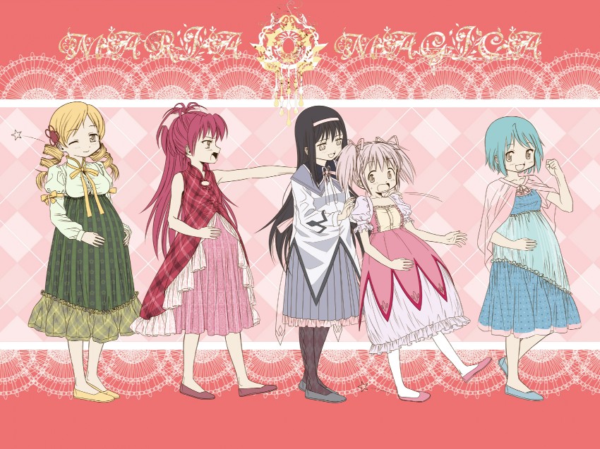 akemi homura, kaname madoka, miki sayaka, sakura kyoko, and tomoe mami (mahou shoujo madoka magica) drawn by feader