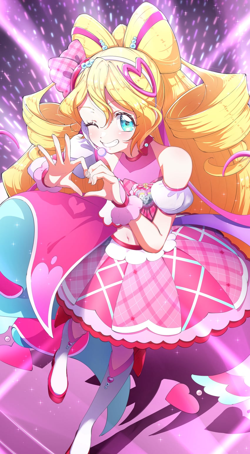 sakura uta and cure idol (precure and 1 more) drawn by rio_beginner