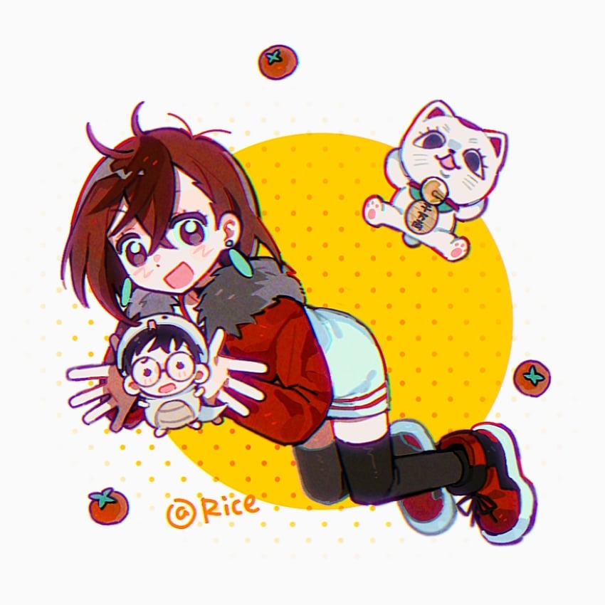 ayase momo, takakura ken, and turbo granny (dandadan) drawn by rice_(somasuki_77)