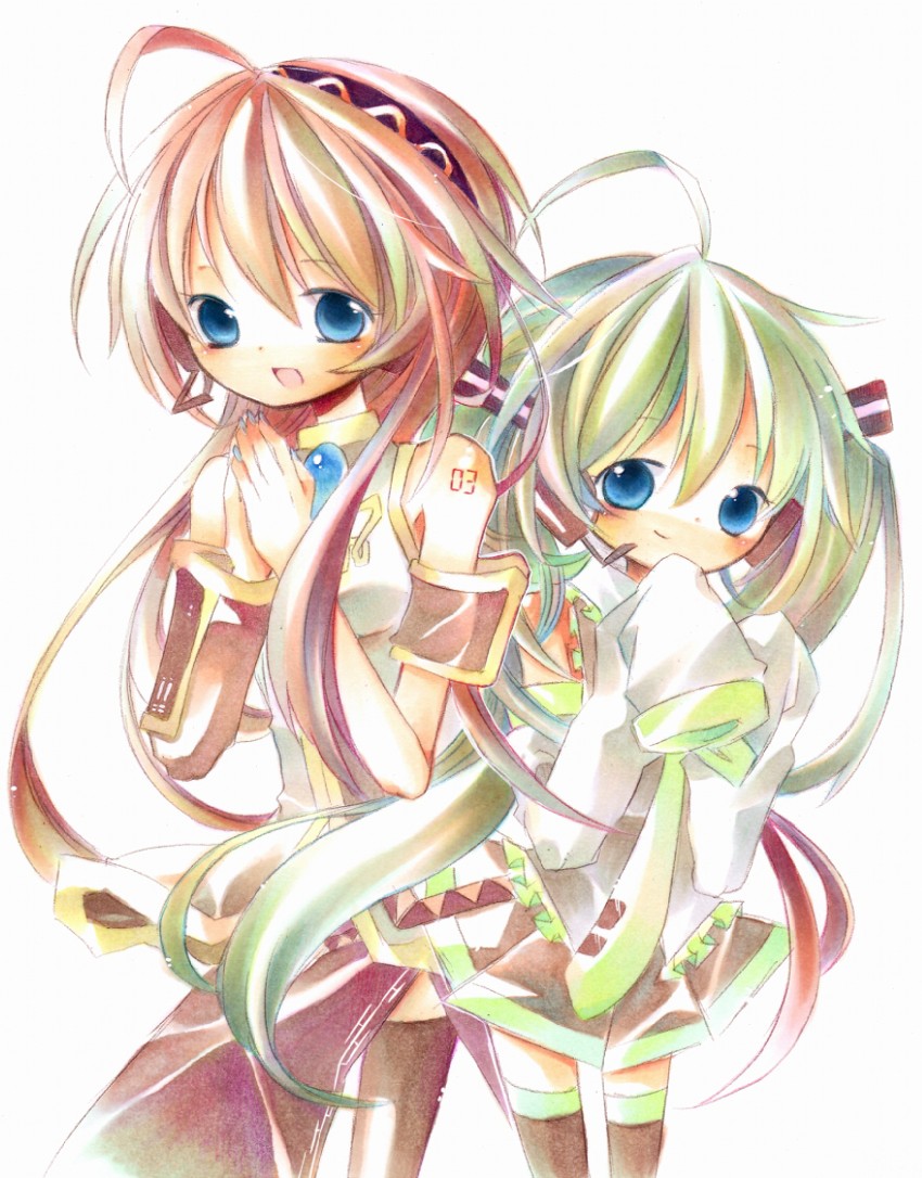 hatsune miku and megurine luka (vocaloid) drawn by akisame_kou