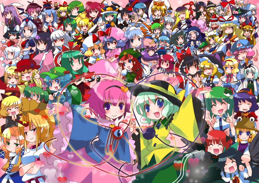 hakurei reimu, kirisame marisa, remilia scarlet, flandre scarlet, izayoi sakuya, and 56 more (touhou) drawn by ogakuru