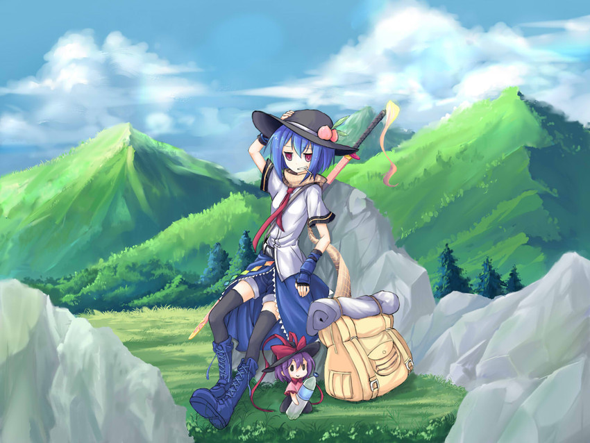 hinanawi tenshi and nagae iku (touhou and 1 more) drawn by beichen_xiaobei