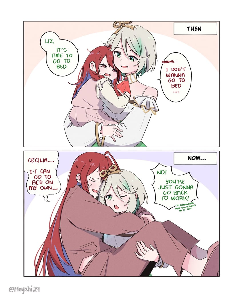 elizabeth rose bloodflame and cecilia immergreen (hololive and 1 more) drawn by meyshi