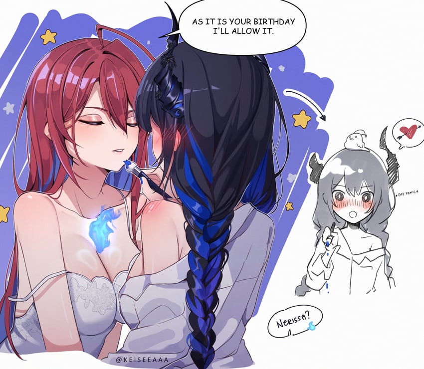 nerissa ravencroft and elizabeth rose bloodflame (hololive and 1 more) drawn by keisea